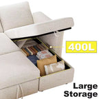 Divano letto componibile da 81" con penisola contenitore reversibile, USB e schienale reclinabile