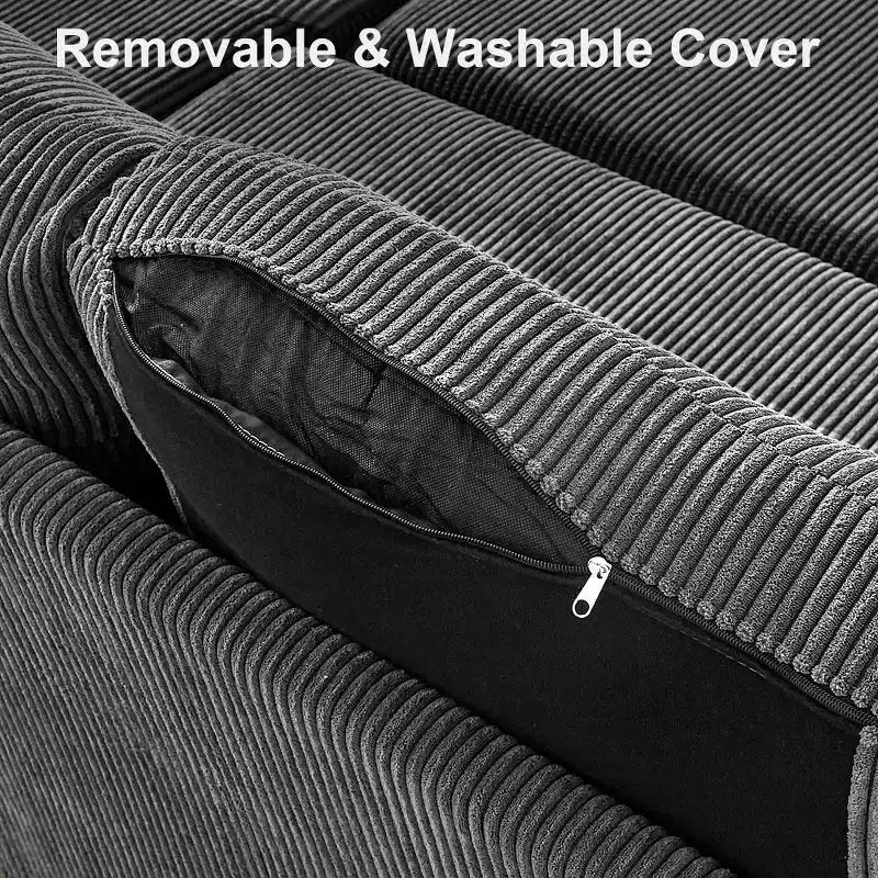 Divano letto componibile da 81" con penisola contenitore reversibile, USB e schienale reclinabile