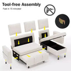Divano letto componibile da 81" con penisola contenitore reversibile, USB e schienale reclinabile