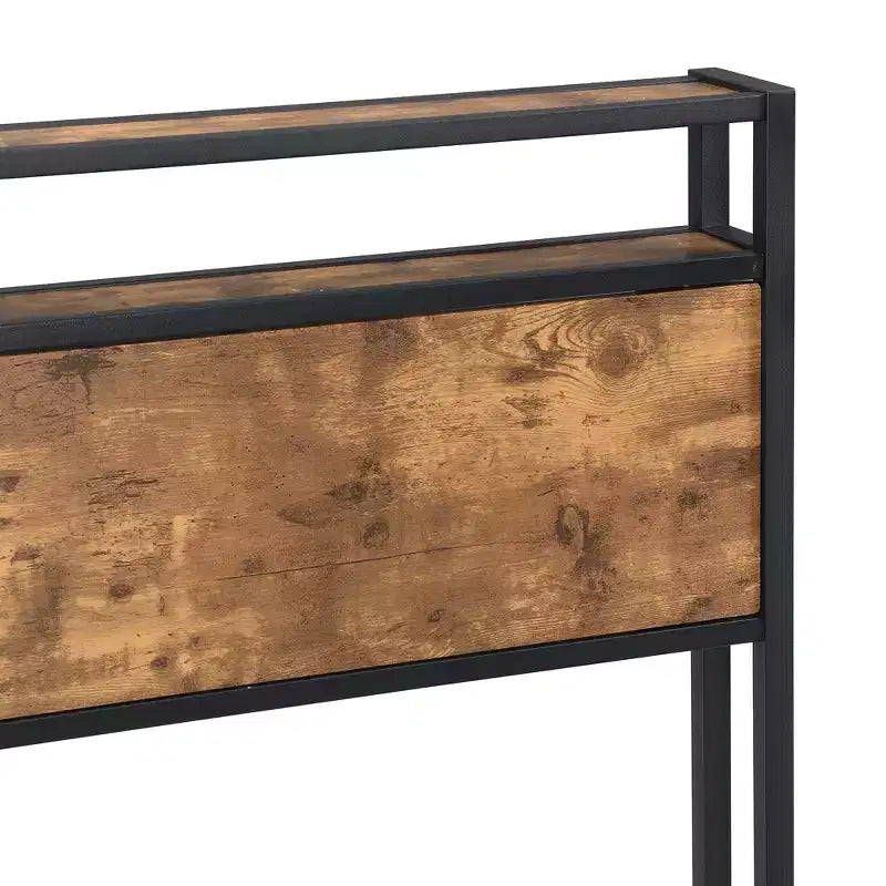 Telaio letto a piattaforma in metallo full size con testiera e pediera in legno, porta USB e vano contenitore sotto il letto, nessuna necessità di rete a molle