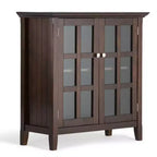 35" Normandy Low Storage Cabinet Brunette Brown - WyndenHall: Transitional Style, Glass Doors, Adjustable Shelves