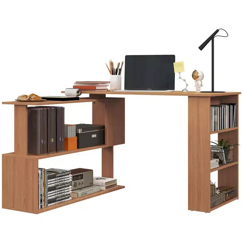 Scrivania ad angolo con rotazione a 360°, a forma di L, con mensole, workstation