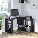 Scrivania ad angolo con rotazione a 360°, a forma di L, con mensole, workstation