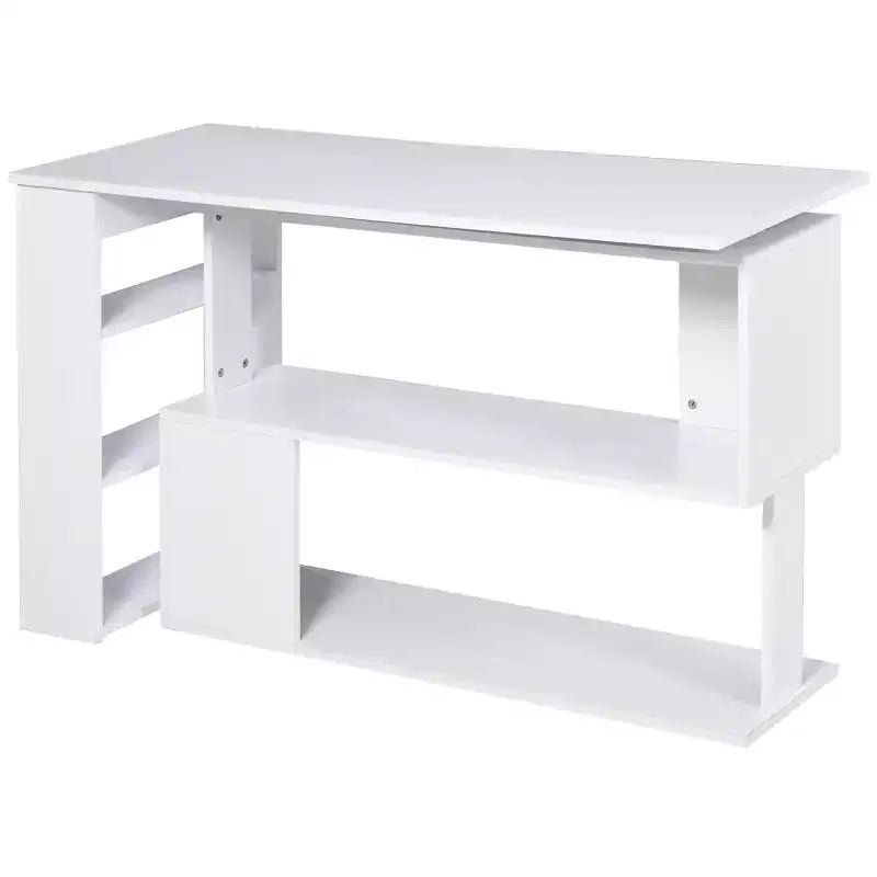 Scrivania ad angolo con rotazione a 360°, a forma di L, con mensole, workstation