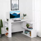Scrivania ad angolo con rotazione a 360°, a forma di L, con mensole, workstation