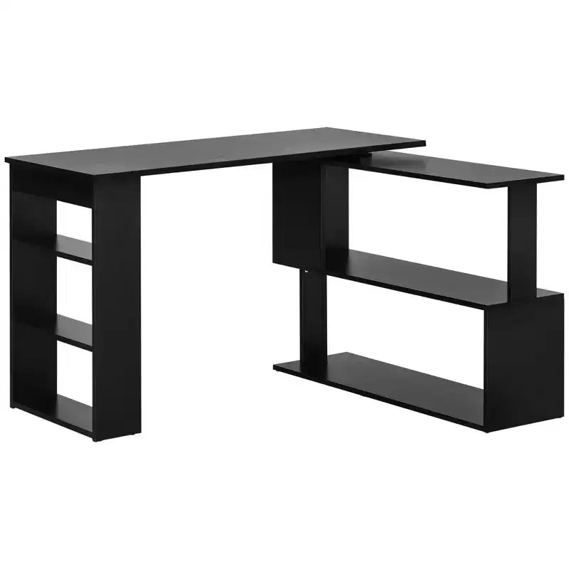 Scrivania ad angolo con rotazione a 360°, a forma di L, con mensole, workstation