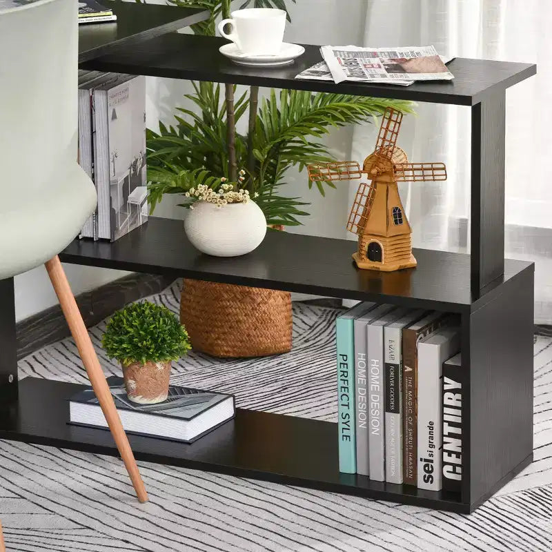 Scrivania ad angolo con rotazione a 360°, a forma di L, con mensole, workstation