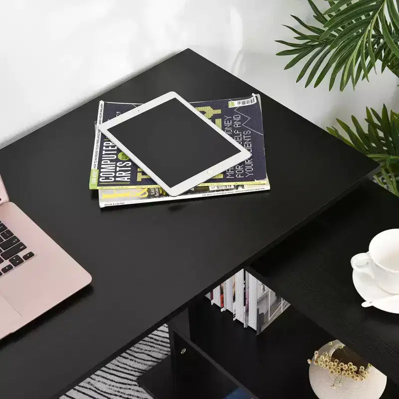Scrivania ad angolo con rotazione a 360°, a forma di L, con mensole, workstation