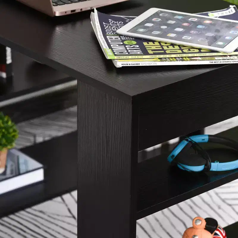 Scrivania ad angolo con rotazione a 360°, a forma di L, con mensole, workstation